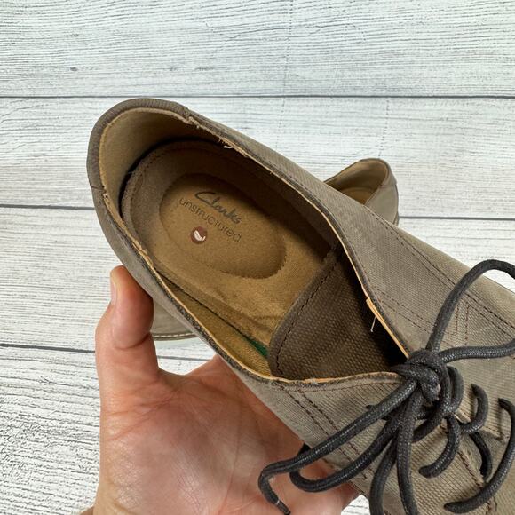 Clarks Men\'s Taupe Unstructured Un Elott Lace Up Nubuck Shoes Size 11.5